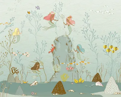 Produktbild von Komar Fototapete Mermaids Blau - 610856 - 350 x 280 cm