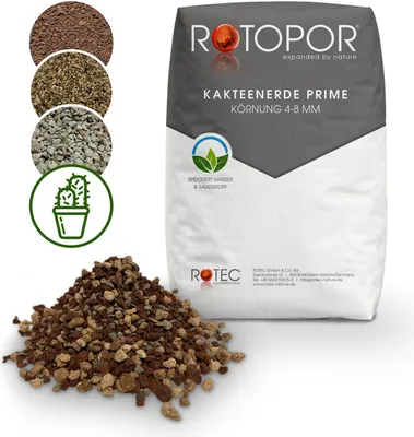 Produktbild von Rotopor Kakteenerde Prime Körnung 4-8 mm Bims Lava Zeolith Bonsai Sukkulenten 10L Sack