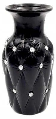 Produktbild von Schwarze Glamour Keramikvase mit Kristallen, elegant