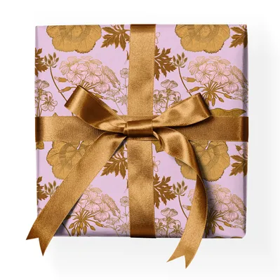 Produktbild von Edles Vintage Jugendstil Geschenkpapier mit Wiesen Blumen, rosa - G23037, 32 x 48cm