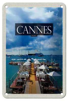 Produktbild von Blechschild Reise 12x18cm Cannes France Urlaub Retro Dekoration