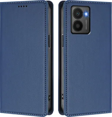 Image de Etui en cuir pour HMD Fuison, étui magnétique en cuirPolyuréthaneavec support Bleu foncé
