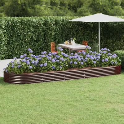 Obrázok produktu pre vidaXL Zvýšená posteľ Pozinkovaná oceľ 450x140x36 cm Hnedá