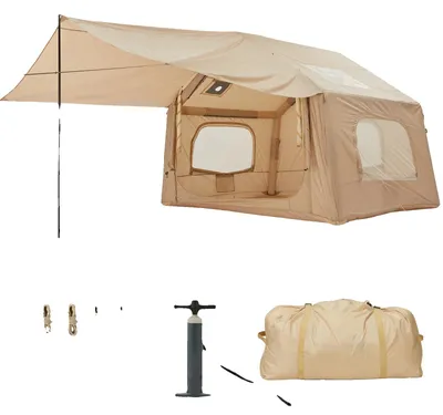 Productafbeelding van Opblaasbaar tent, 300 cm (L) x 240 cm (B) x 220 cm (H), 16 kg, geschikt voor 6 personen, gemaakt van 600D Oxford-materiaal, geschikt voor alle vier de seizoenen