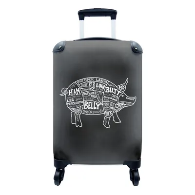 Produktbild von MuchoWow® Koffer Handgepäck Trolley Rollkoffer Kleine Reisekoffer mit 4 Rollen - Küche - Schwein - Fleisch - Cabin Size < 55x40x23 cm & 55x40x20 cm - Fotokoffer - Kabinenkoffer - Boardgepäck - Reise-Box - Reisekoffer - Reisegepäck - Koffer mit Bild - Trolley für Kinder