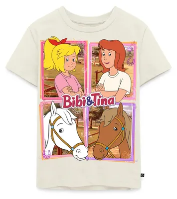 Produktbild von Spreadshirt Bibi Und Tina Mit Amadeus Und Sabrina Kachelmotiv Kinder Premium T-Shirt, 110/116 (4 Jahre), Naturweiß