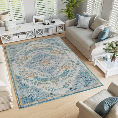 Produktbild von Conceptum Hypnose, Woopamuk171, Teppich (120 x 180), 70 % BAUMWOLLE / 30 % POLYESTER, Blau, 120 x 180 cm