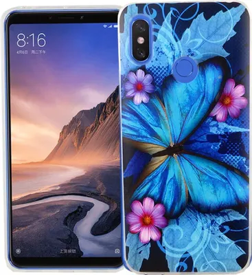 Produktbild von Xiaomi Mi Max 3 Handy Hülle Schutz-Case Cover Bumper Schmetterling Blau