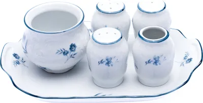 Produktbild von Thun 1794 Gewürzset, tschechisches Porzellan, Bernadotte, blaue Rosen, Thun, 6tlg.