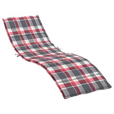 Image de Coussin de chaise longue à carreaux rouge 200x50x3 cm