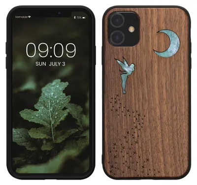 Produktbild von kwmobile Handyhülle für Apple iPhone 11 Hülle Holz - Case mit TPU Bumper - Stoßfestes Hardcase - Schutzhülle Cover in Dunkelbraun