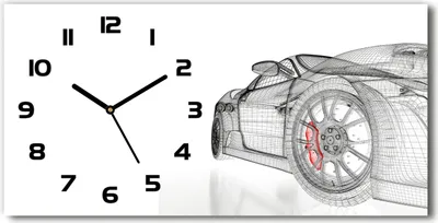 Produktbild von Wanduhr aus Glas – 60x30 cm - Glasbild - Glasuhr - Gehärtetes Glas - schwarze-zeiger - Auto Gitter