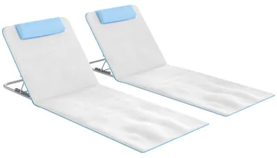 Image de Chaise longue Chaise longue de jardin, pliable, dossier réglable, poche latérale, 48 cm x 134 cm x 33-43 cm, beige