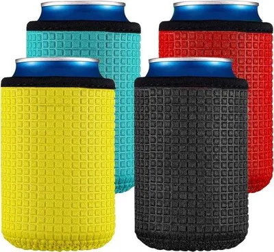 Obrázek produktu pro Obaly na lahve s pivem - Černé - 9,9 x 6,6 cm - Neoprenové, protiskluzové izolace - Vhodné pro nápoje