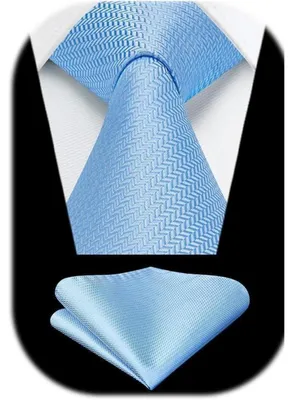 Immagine prodotto di Set da uomo composto da cravatta e fazzoletto da taschino, stile formale, colore blu