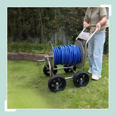 Immagine prodotto di Carrello per tubo da giardino in acciaio inossidabile, capacità 200 m