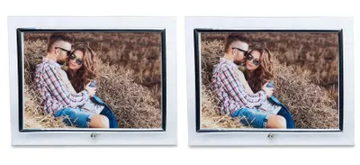 Produktbild von 2er Set Glas BIlderrahmen Portraitrahmen Rahmen 13x18cm Design Aufsteller Fotorahmen Einzelrahmen Tischdeko