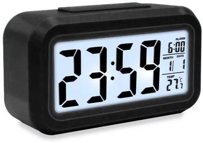 Productafbeelding van LED Alarmklok met Digitale Verlichting en Snooze Functie (Zwart)