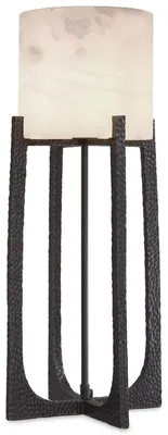 Produktbild von Casa Padrino Luxus Tischleuchte Bronze / Alabaster 29 x 29 x H. 68,5 cm - Metall Schreibtischleuchte mit rundem Alabaster Lampenschirm - Luxus Leuchten