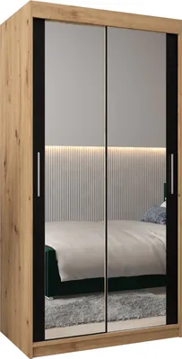 Produktbild von Kleiderschrank, Schiebetürenschrank Schlafzimmer, Schrank mit Spiegel TOKYO 3 100 cm