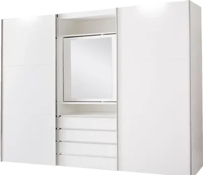 Produktbild von Schwebetürenschrank Magie Kleiderschrank 300cm weiß drehbares Spiegelelement (16357)
