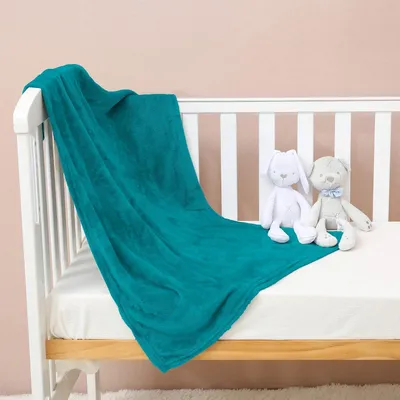 Imagen del producto de Manta de forro polar suave, de 70 x 100 cm, color azul verdoso, para recién nacidos