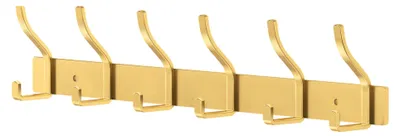 Productafbeelding van Rvs kleerhaken, gouden garderobe, haaklijst, kledingkast, kleerhaken, wandmontage met 6 haken, wandhaken voor slaapkamer, badkamer, keuken, kledingrek (goud)
