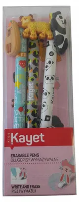 Produktbild von Kayet Radierbare Kugelschreiber Tier-Motiv 3 Stück für Schüler