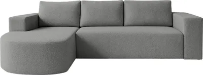 Produktbild von FEDVE Ecksofa Tolga aus Bouclé-Stoff mit Schlaffunktion, Grau