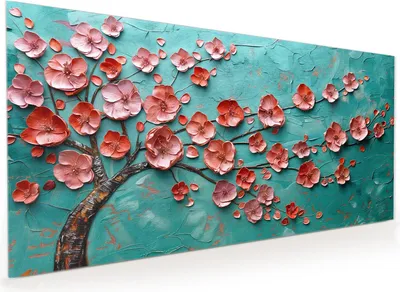 Produktbild von Küchenrückwand Spritzschutz Glas mit Motiv Blütenbaum Kunst 40 x 40 cm