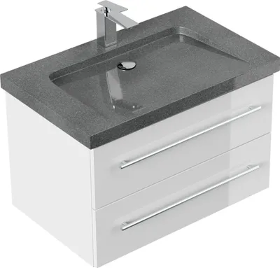 Produktbild von Badmöbel Waschplatz Granit G654 "YAMO 75" weiß Hochglanz