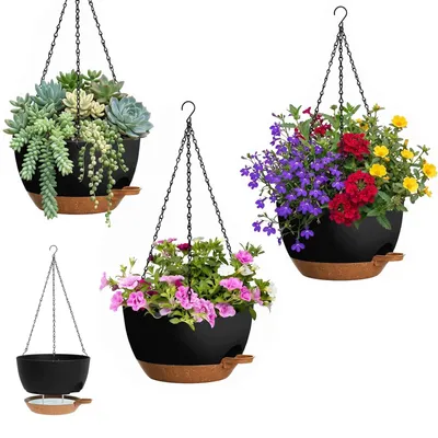 Productafbeelding van Set van 3 zelfwaterende hangende bloempotten, 25 cm