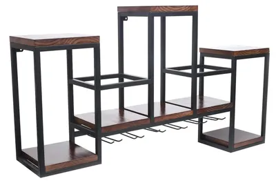 Image de Porte-bouteilles à vin - Rangement pour bouteilles de vin - Étagère à vin - Support métallique pour bouteilles de vin - Fixation murale