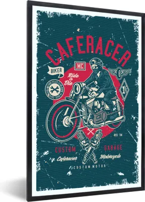 Produktbild von MuchoWow® MuchoWow® Gerahmtes Poster Mancave - Motor - Werkzeuge - Retro 40x60 cm - Poster mit zchwarzem Bilderrahmen - Papierdruck - Wandbilder
