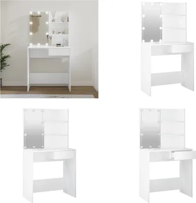 Immagine prodotto di vidaXL Tavolo da toilette con LED Bianco 74,5x40x141 cm - Tavolo da toilette - Tavolo da trucco - Tavolo cosmetico - Tavolo da toilette