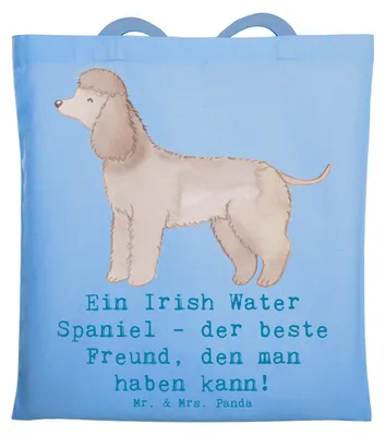 Produktbild von Mr. & Mrs. Panda Tote Bag Irish Water Spaniel Freund - Sky Blue - Geschenk, Hunderasse, Shopping Tasche, totebag, lebhafter Charakter, Hunderassen Beschreibung, Liebe