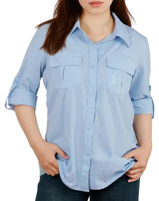 Imagen del producto de Camisa para exteriores Damen, manga larga, ligera, de secado rápido, ideal para senderismo