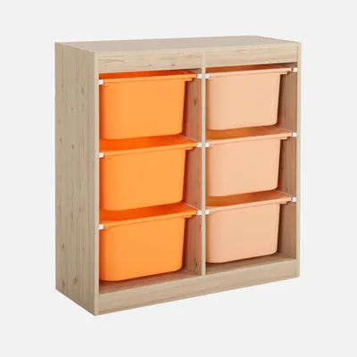 Produktbild von sweeek - Kindermöbel mit 6 bunten Aufbewahrungsbehältern - Orange