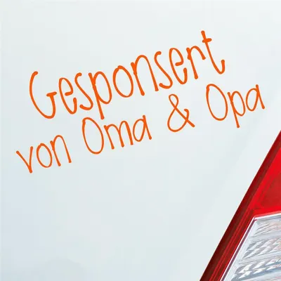 Produktbild von Auto Aufkleber Gesponsort von Oma & Opa Schriftzug KFZ Car 19x8 cm Orange Sticker Heckscheibenaufkleber
