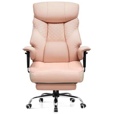 Zdjęcie produktu dla Fotel gamingowy COMHOMA dla wysokich i ciężkich osób, ergonomiczny fotel biurowy do 180 kg, poduszka siedziska 3D, regulowany podnóżek, skóra PU, różowy