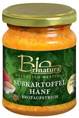 Produktbild von Rinatura Süßkartoffel Hanf Brotaufstrich  120 G Glas Vegan Glutenfrei Süß-nussig