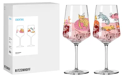 Produktbild von Ritzenhoff Tierisch Glücklich Cocktailglas-Set 2er 544 ml Katze Kristallglas