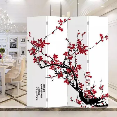 Produktbild von Fine Asianliving Paravent Raumteiler Spanische Wand Trennwand Room Divider Raumtrenner Sichtschutz Japanisch Orientalisch Chinesisch L160xH180cm Bedruckte Canvas Doppelseitig Asiatisch