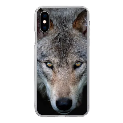 Produktbild von MuchoWow® Handyhülle Schutzhülle Hülle für iPhone X Wolf - Porträt - Schwarz Silikon Softcase Handy Hülle - Handyhülle