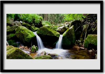 Produktbild von Bild 100x70 MDF-Rahmen Wandkunst Wasserfall Felsen Natur