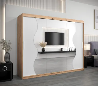Produktbild von Kleiderschrank ROZALIE – Breite 250 cm, Eiche artisan / weiß