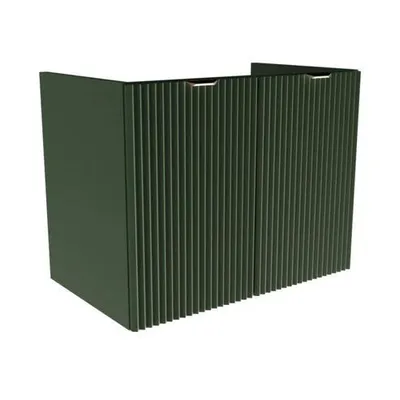 Produktbild von WENA Waschtischunterschrank ohne Oberteil mit Türen 80 cm, geriffelte Fronten, Griffe aus Metall in der Farbe Gold Willy (Farbe: Salbei)