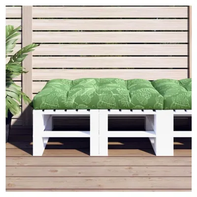 Produktbild von Palettenkissen mit Blattmuster 120x80x12 cm Stoff Sitzkissen für den Außenbereich, Ersatzkissen für Rattanmöbel, Kissen für Sonnenliegen, Palettenpolster, Kissen für Schaukelstühle
