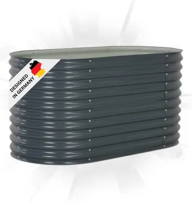 Produktbild von DELUKE® rundes Hochbeet für Garten BLUMO | Verzinkter Stahl | Wetterfest | Gartenbeet rund Kräuterbeet Blumenbeet Frühbeet für Garten Gemüsebeet, 160x80x81cm, Grau