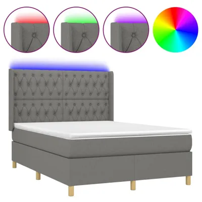 Produktbild von Boxspringbett mit Matratze & LED Dunkelgrau 140x190 cm Stoff